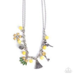 Paparazzi Wilderness Welcome - Yellow Charm Silver Short Necklace